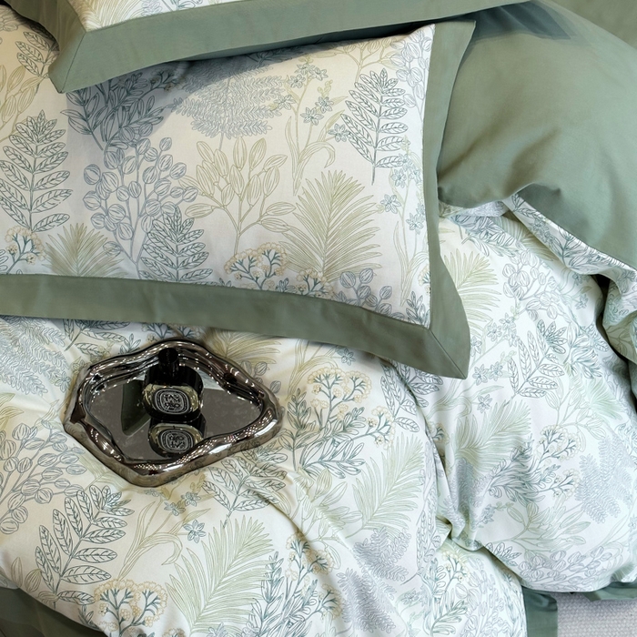 91家纺网 家纺一手货源 找家纺 薏思家纺 2025新款全棉斜纹加厚数码印花-宽边磨毛系列 晨晓-绿