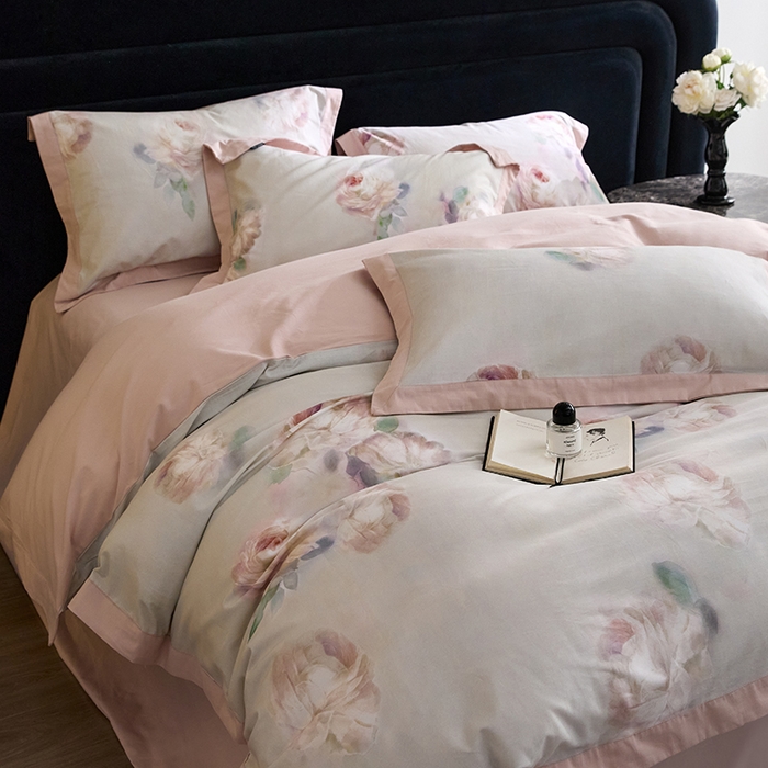 91家纺网 家纺一手货源 找家纺 薏思家纺 2025新款全棉斜纹加厚数码印花-宽边磨毛系列 静娴-绿