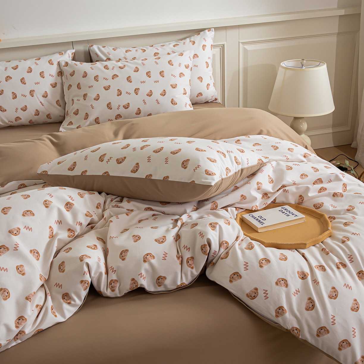 91家纺网 家纺一手货源 找家纺 绫韵家纺 2025秋冬新款印花全棉磨毛冬季加厚纯棉磨毛三件套四件套系列 维尼