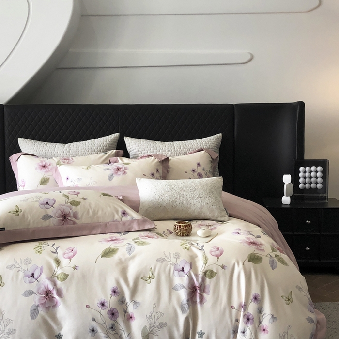 91家纺网 家纺一手货源 找家纺 薏思家纺 2025新款全棉斜纹加厚数码印花-宽边磨毛系列 蝶花清梦