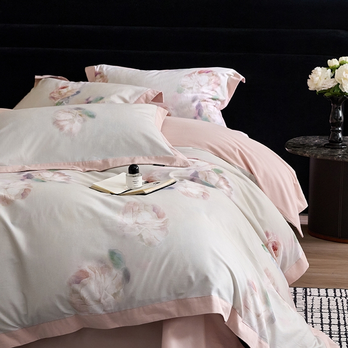 91家纺网 家纺一手货源 找家纺 薏思家纺 2025新款全棉斜纹加厚数码印花-宽边磨毛系列 静娴-绿