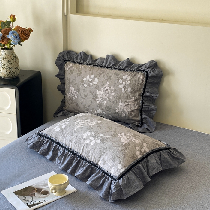 91家纺网 家纺一手货源 找家纺 艺玲家纺 2025新款亲肤舒适复古水洗亚麻四件套 海棠花开