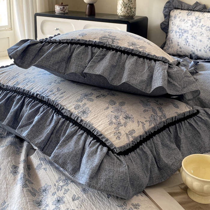 91家纺网 家纺一手货源 找家纺 艺玲家纺 2025新款亲肤舒适复古水洗亚麻四件套 青瓷岁月