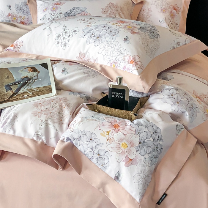 91家纺网 家纺一手货源 找家纺 薏思家纺 2025新款全棉斜纹加厚数码印花-宽边磨毛系列 花舞锦元