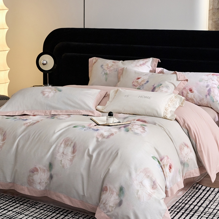 91家纺网 家纺一手货源 找家纺 薏思家纺 2025新款全棉斜纹加厚数码印花-宽边磨毛系列 静娴-绿