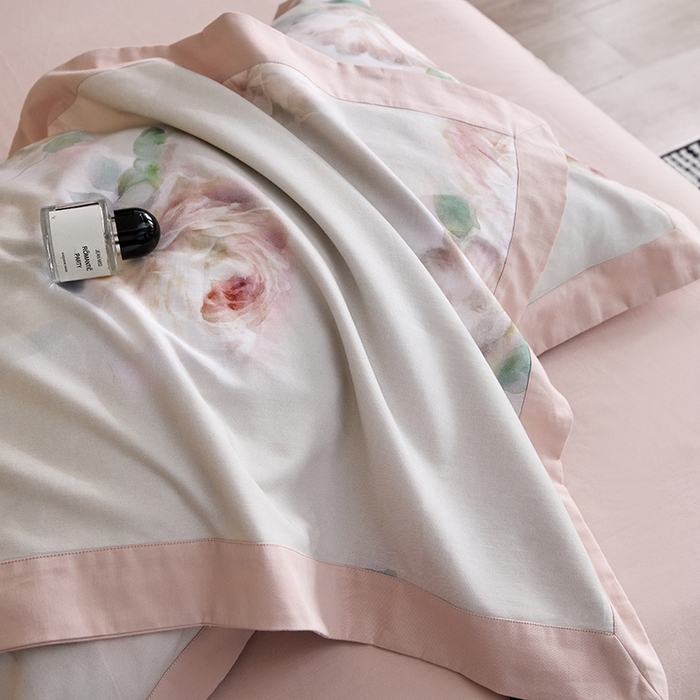 91家纺网 家纺一手货源 找家纺 薏思家纺 2025新款全棉斜纹加厚数码印花-宽边磨毛系列 静娴-绿