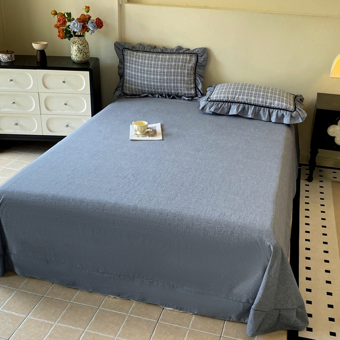 91家纺网 家纺一手货源 找家纺 艺玲家纺 2025新款亲肤舒适复古水洗亚麻四件套 简约线条