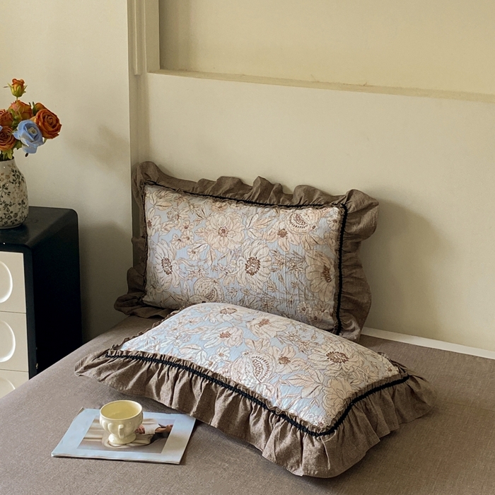 91家纺网 家纺一手货源 找家纺 艺玲家纺 2025新款亲肤舒适复古水洗亚麻四件套 满园花开