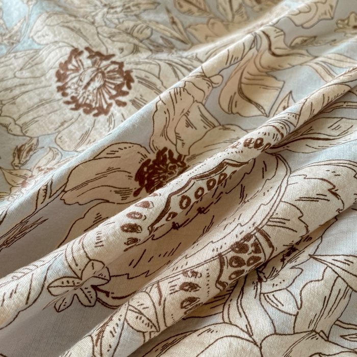 91家纺网 家纺一手货源 找家纺 艺玲家纺 2025新款亲肤舒适复古水洗亚麻四件套 满园花开