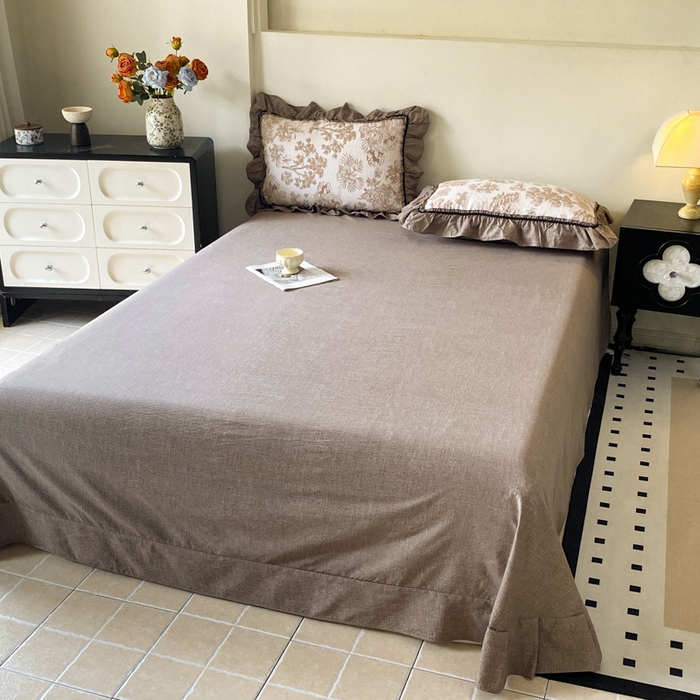 91家纺网 家纺一手货源 找家纺 艺玲家纺 2025新款亲肤舒适复古水洗亚麻四件套 陌上花开