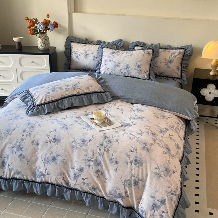 91家纺网 家纺一手货源 找家纺 艺玲家纺 2025新款亲肤舒适复古水洗亚麻四件套 南城旧梦