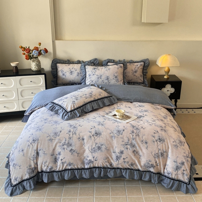 91家纺网 家纺一手货源 找家纺 艺玲家纺 2025新款亲肤舒适复古水洗亚麻四件套 南城旧梦