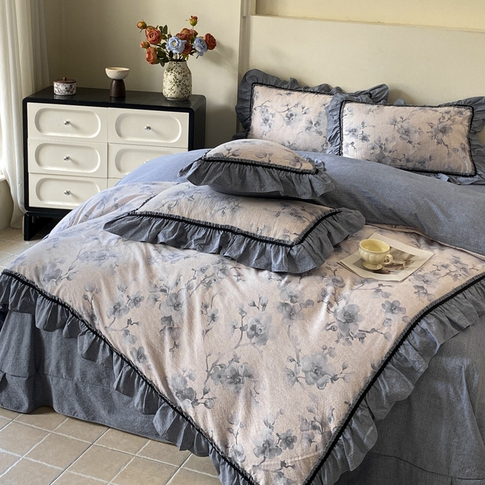 91家纺网 家纺一手货源 找家纺 艺玲家纺 2025新款亲肤舒适复古水洗亚麻四件套 南城旧梦