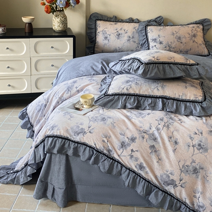 91家纺网 家纺一手货源 找家纺 艺玲家纺 2025新款亲肤舒适复古水洗亚麻四件套 南城旧梦