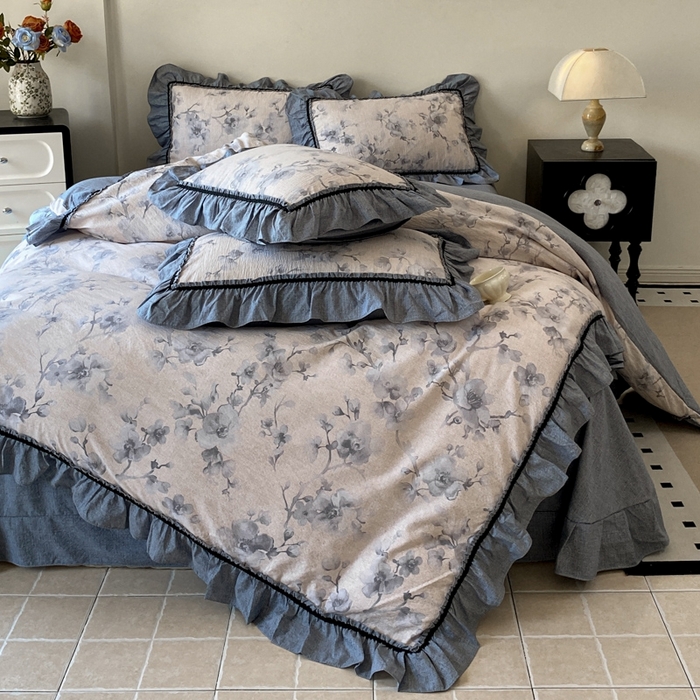 91家纺网 家纺一手货源 找家纺 艺玲家纺 2025新款亲肤舒适复古水洗亚麻四件套 南城旧梦