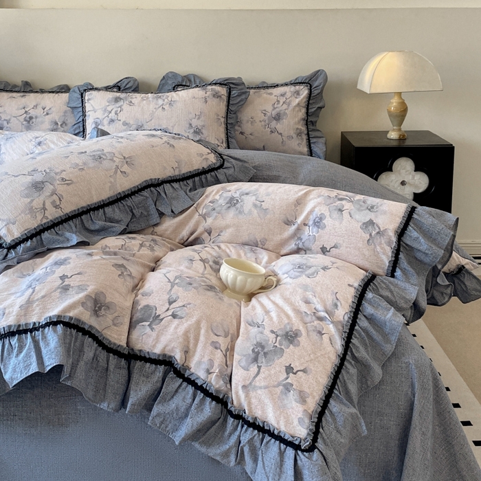 91家纺网 家纺一手货源 找家纺 艺玲家纺 2025新款亲肤舒适复古水洗亚麻四件套 南城旧梦