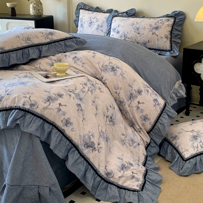 91家纺网 家纺一手货源 找家纺 艺玲家纺 2025新款亲肤舒适复古水洗亚麻四件套 南城旧梦