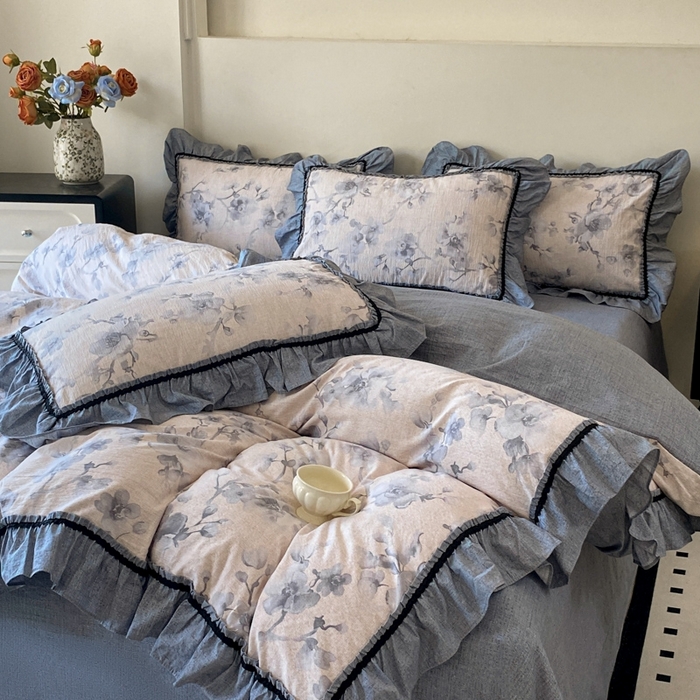 91家纺网 家纺一手货源 找家纺 艺玲家纺 2025新款亲肤舒适复古水洗亚麻四件套 南城旧梦