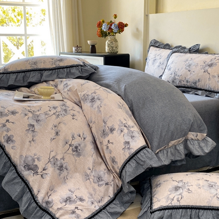 91家纺网 家纺一手货源 找家纺 艺玲家纺 2025新款亲肤舒适复古水洗亚麻四件套 南城旧梦