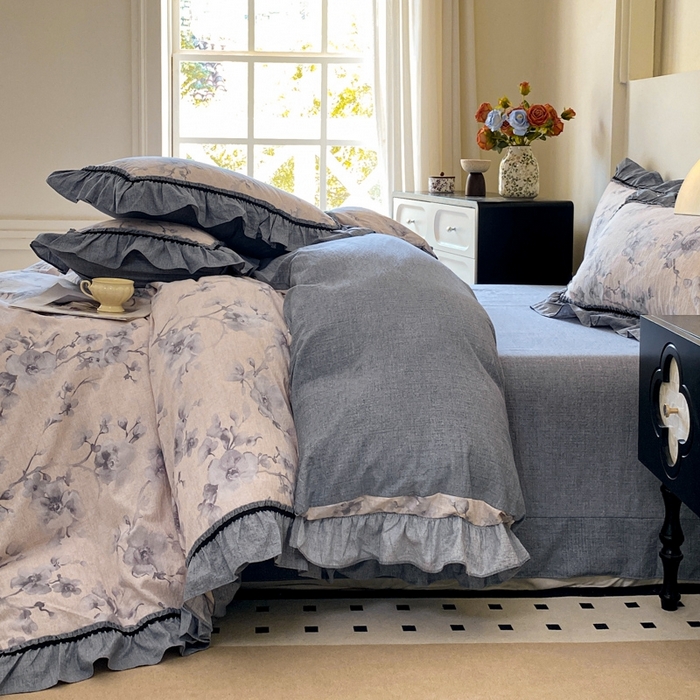 91家纺网 家纺一手货源 找家纺 艺玲家纺 2025新款亲肤舒适复古水洗亚麻四件套 南城旧梦