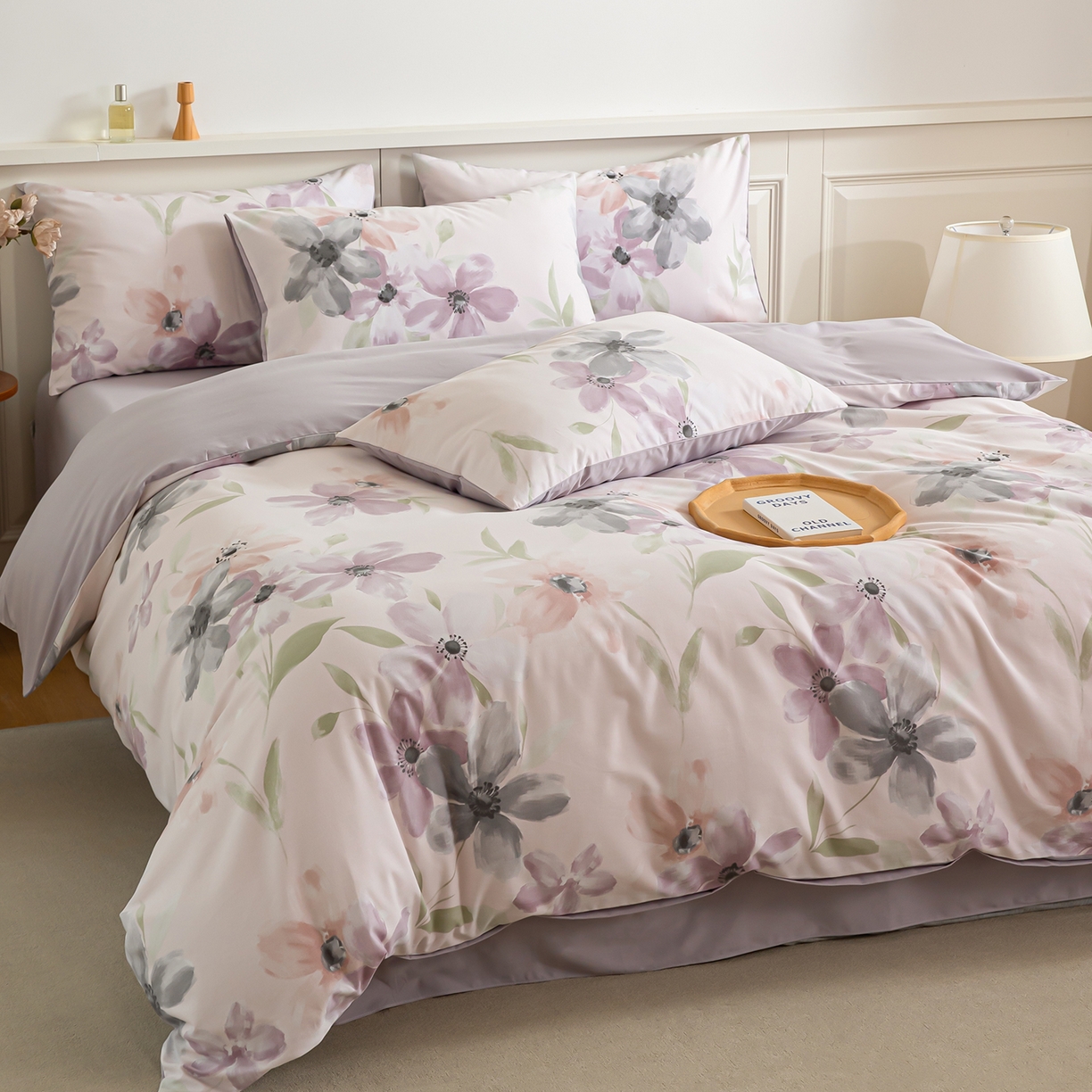 91家纺网 家纺一手货源 找家纺 绫韵家纺 2025秋冬新款印花全棉磨毛冬季加厚纯棉磨毛三件套四件套系列 叶颜