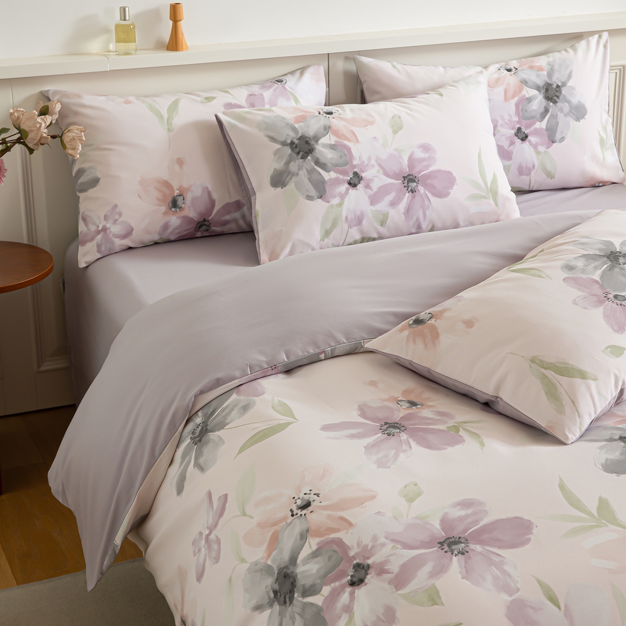 91家纺网 家纺一手货源 找家纺 绫韵家纺 2025秋冬新款印花全棉磨毛冬季加厚纯棉磨毛三件套四件套系列 叶颜