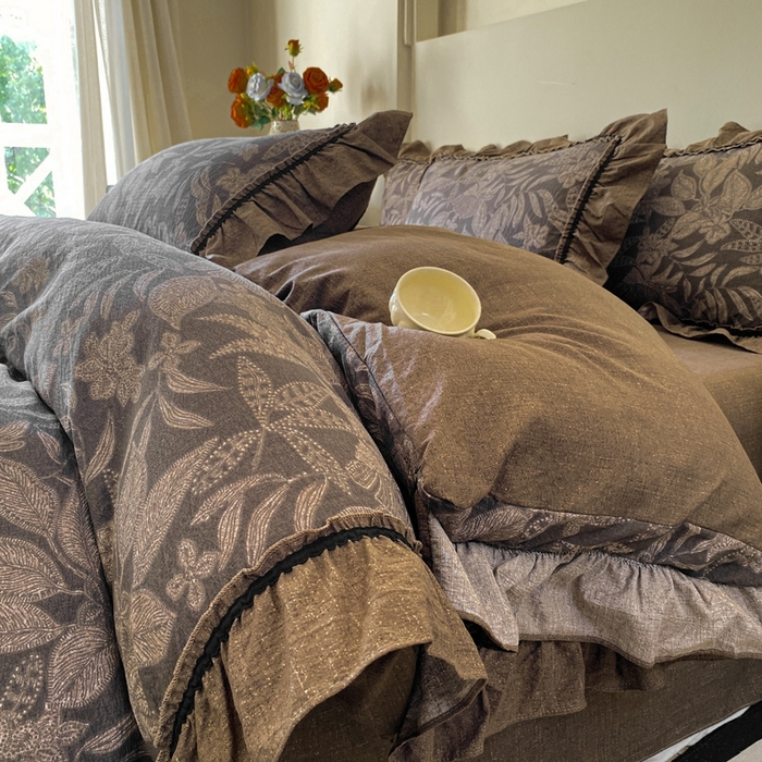 艺玲家纺 2025新款亲肤舒适复古水洗亚麻四件套 佩利斯