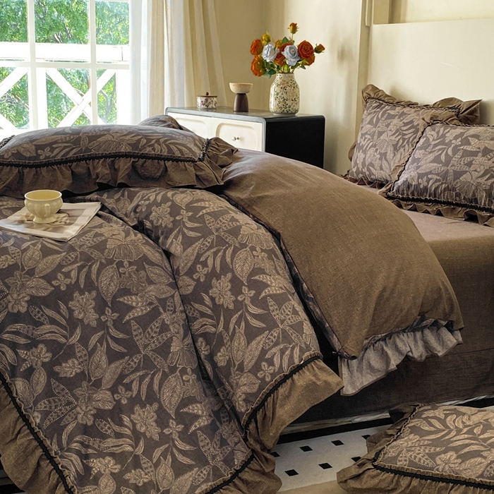 91家纺网 家纺一手货源 找家纺 艺玲家纺 2025新款亲肤舒适复古水洗亚麻四件套 佩利斯