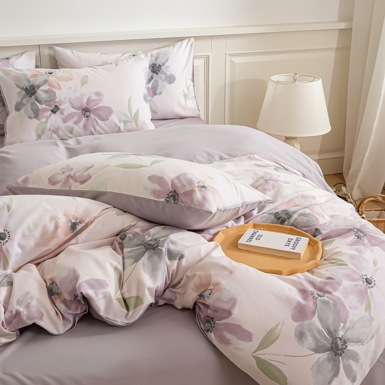 91家纺网 家纺一手货源 找家纺 绫韵家纺 2025秋冬新款印花全棉磨毛冬季加厚纯棉磨毛三件套四件套系列 叶颜