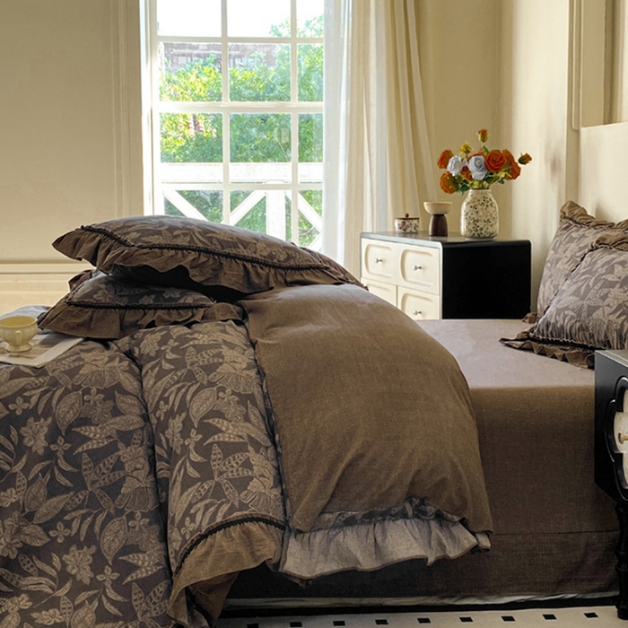 91家纺网 家纺一手货源 找家纺 艺玲家纺 2025新款亲肤舒适复古水洗亚麻四件套 佩利斯