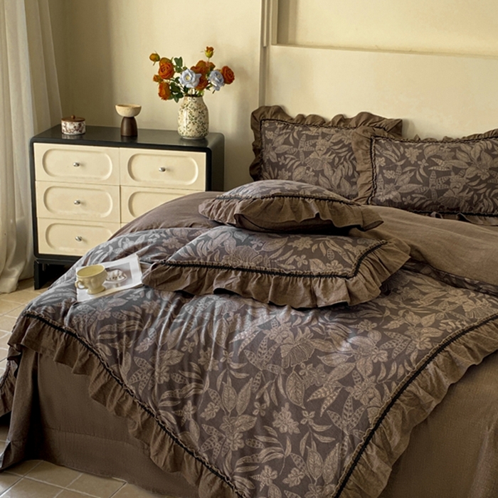 91家纺网 家纺一手货源 找家纺 艺玲家纺 2025新款亲肤舒适复古水洗亚麻四件套 佩利斯