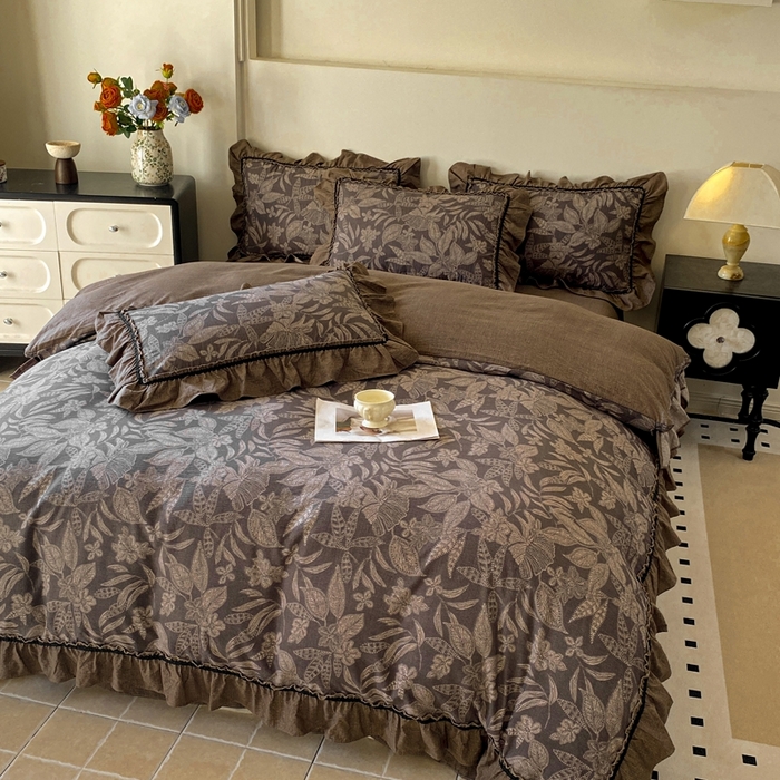 91家纺网 家纺一手货源 找家纺 艺玲家纺 2025新款亲肤舒适复古水洗亚麻四件套 佩利斯