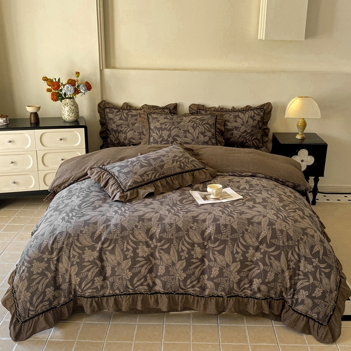 91家纺网 家纺一手货源 找家纺 艺玲家纺 2025新款亲肤舒适复古水洗亚麻四件套 佩利斯