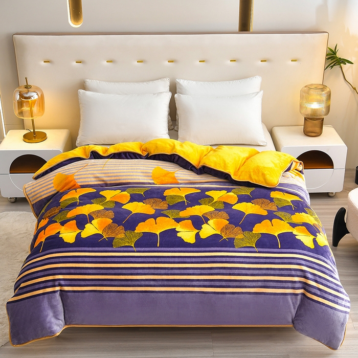 91家纺网 家纺一手货源 找家纺 亿品2025直播爆款9.5斤牛奶绒四件套加厚保暖床裙四件套 杏运树