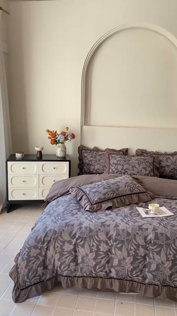 91家纺网 家纺一手货源 找家纺 艺玲家纺 2025新款亲肤舒适复古水洗亚麻四件套 佩利斯