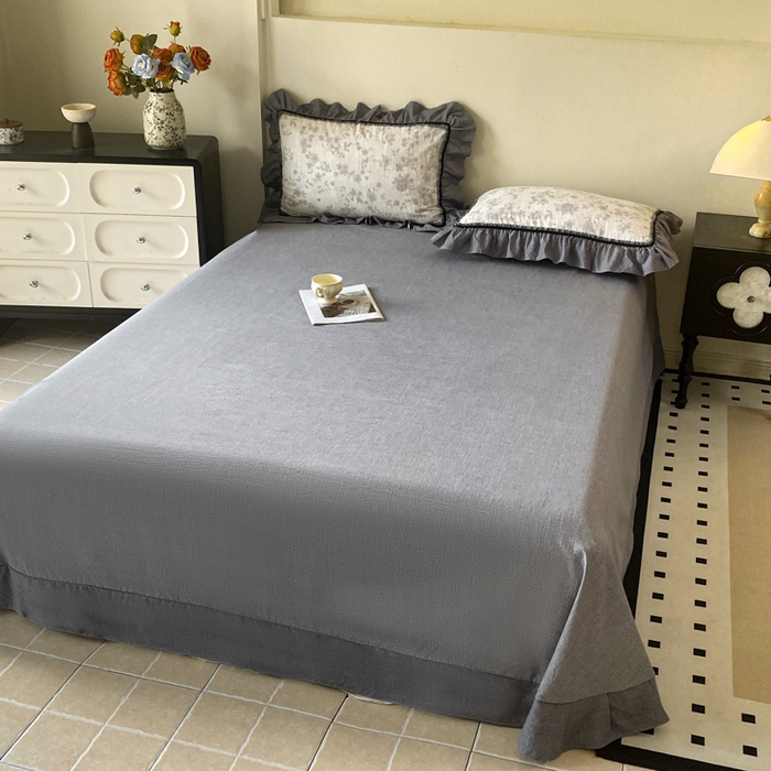 91家纺网 家纺一手货源 找家纺 艺玲家纺 2025新款亲肤舒适复古水洗亚麻四件套 花之舞