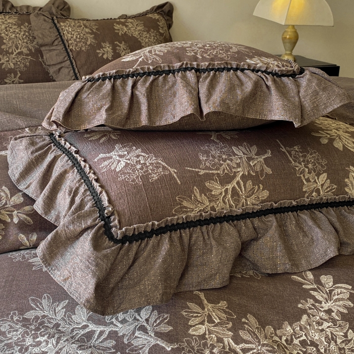 91家纺网 家纺一手货源 找家纺 艺玲家纺 2025新款亲肤舒适复古水洗亚麻四件套 秋意浓