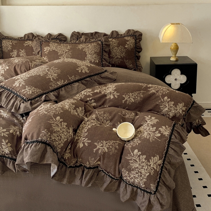 91家纺网 家纺一手货源 找家纺 艺玲家纺 2025新款亲肤舒适复古水洗亚麻四件套 秋意浓