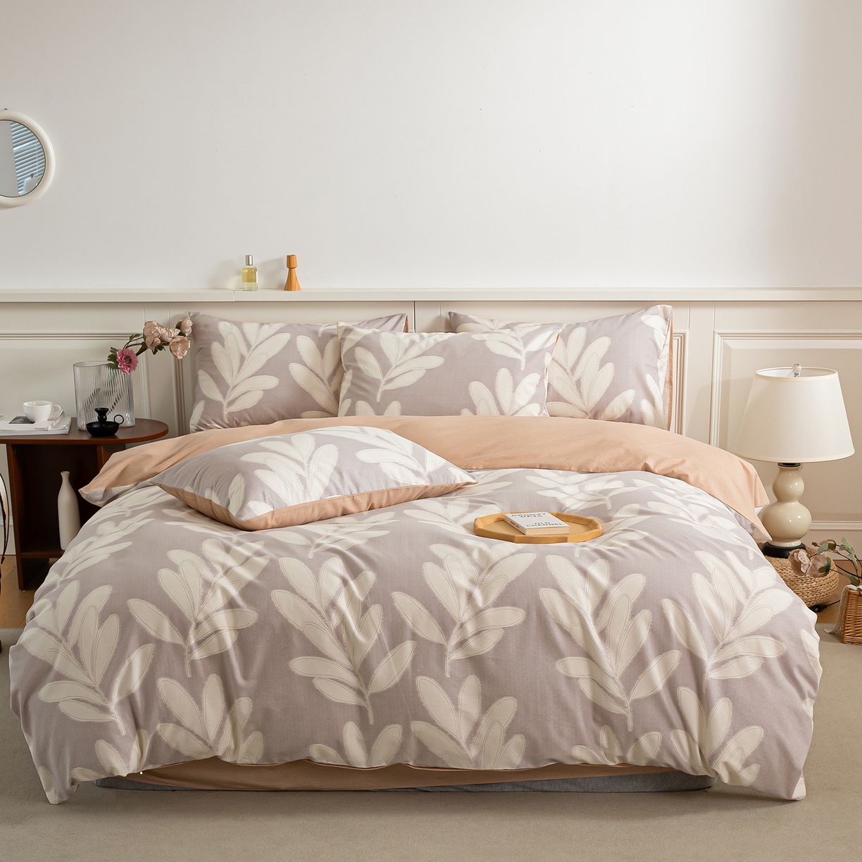 91家纺网 家纺一手货源 找家纺 绫韵家纺 2025秋冬新款印花全棉磨毛冬季加厚纯棉磨毛三件套四件套系列 亦初-咖