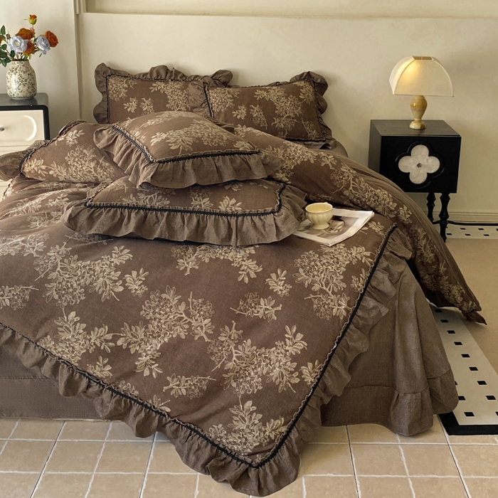 91家纺网 家纺一手货源 找家纺 艺玲家纺 2025新款亲肤舒适复古水洗亚麻四件套 秋意浓