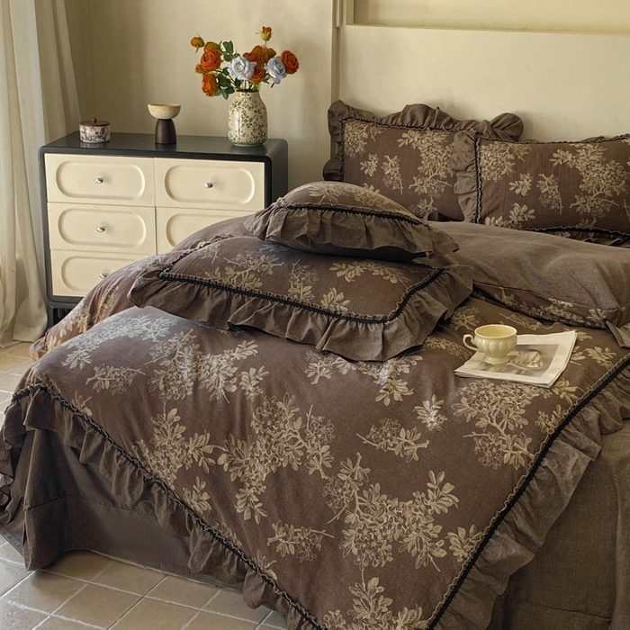 91家纺网 家纺一手货源 找家纺 艺玲家纺 2025新款亲肤舒适复古水洗亚麻四件套 秋意浓