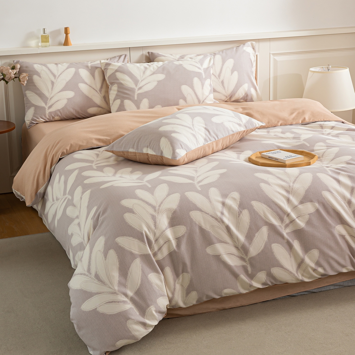 91家纺网 家纺一手货源 找家纺 绫韵家纺 2025秋冬新款印花全棉磨毛冬季加厚纯棉磨毛三件套四件套系列 亦初-咖