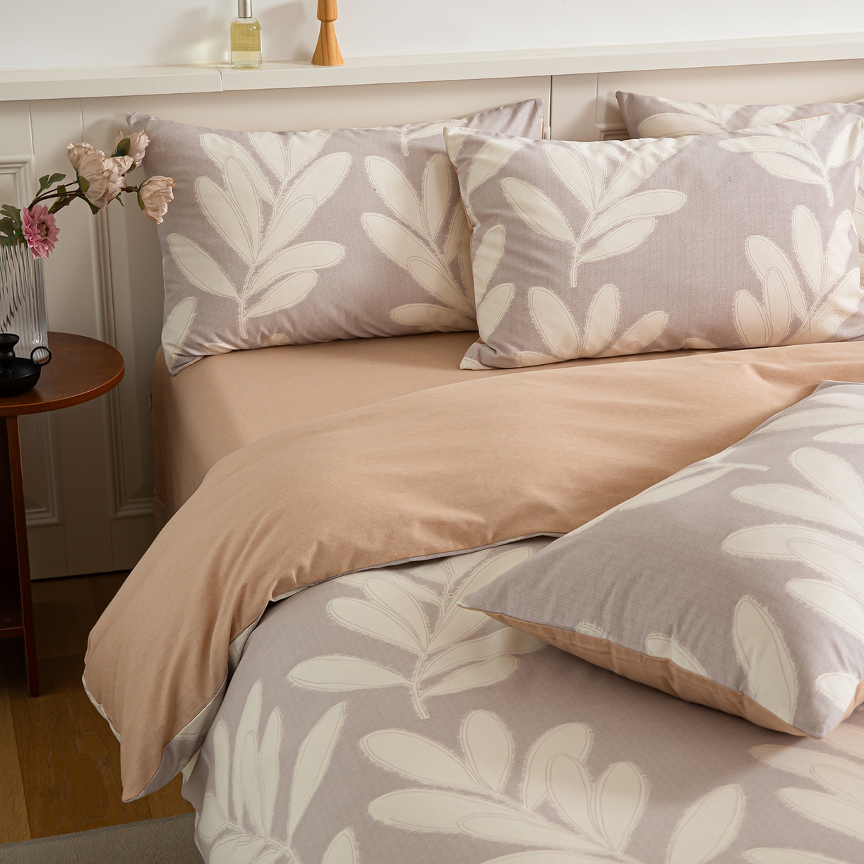 91家纺网 家纺一手货源 找家纺 绫韵家纺 2025秋冬新款印花全棉磨毛冬季加厚纯棉磨毛三件套四件套系列 亦初-咖