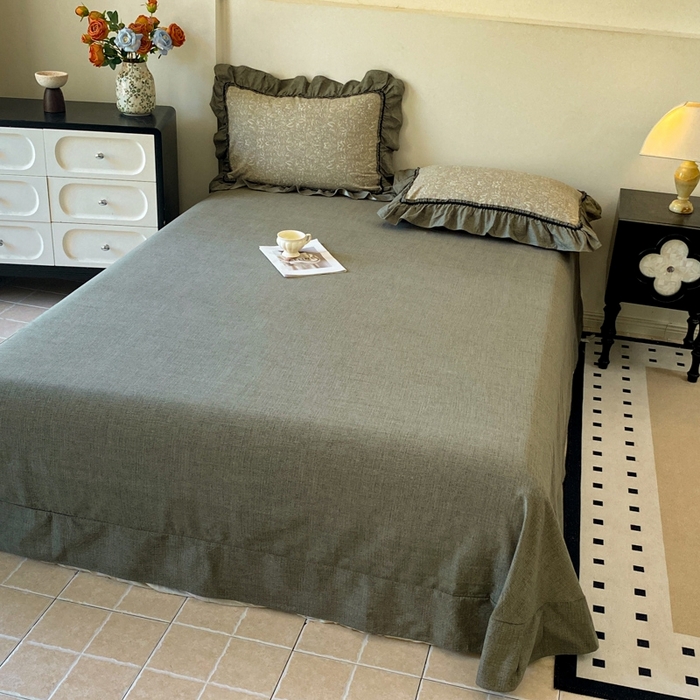 91家纺网 家纺一手货源 找家纺 艺玲家纺 2025新款亲肤舒适复古水洗亚麻四件套 水木年华