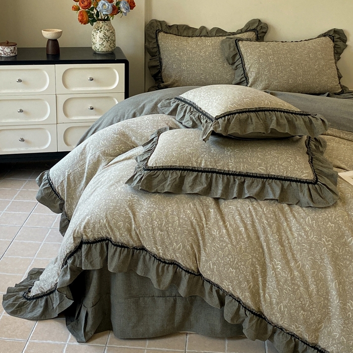 91家纺网 家纺一手货源 找家纺 艺玲家纺 2025新款亲肤舒适复古水洗亚麻四件套 水木年华