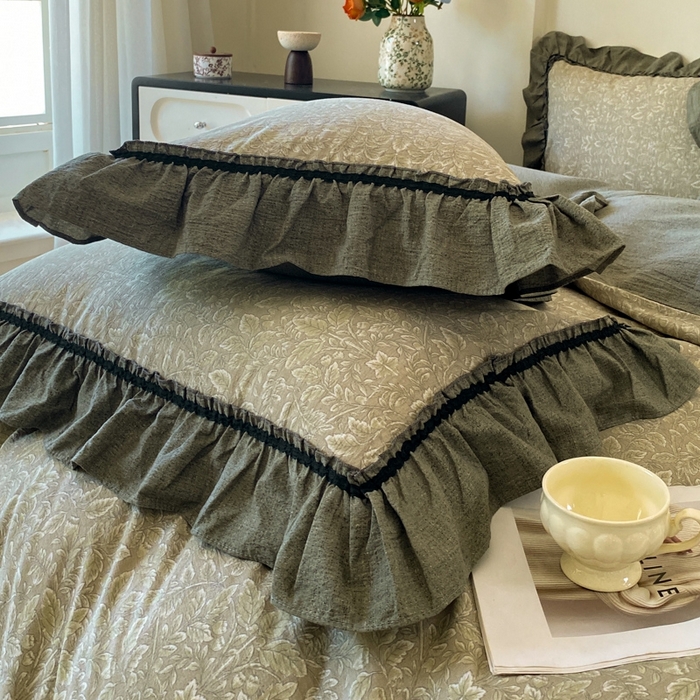 91家纺网 家纺一手货源 找家纺 艺玲家纺 2025新款亲肤舒适复古水洗亚麻四件套 水木年华