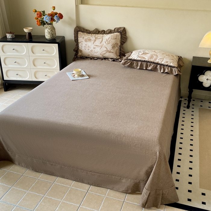 91家纺网 家纺一手货源 找家纺 艺玲家纺 2025新款亲肤舒适复古水洗亚麻四件套 向上花开