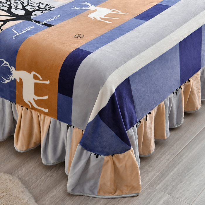 91家纺网 家纺一手货源 找家纺 亿品2025直播爆款9.5斤牛奶绒四件套加厚保暖床裙四件套 幸福鹿