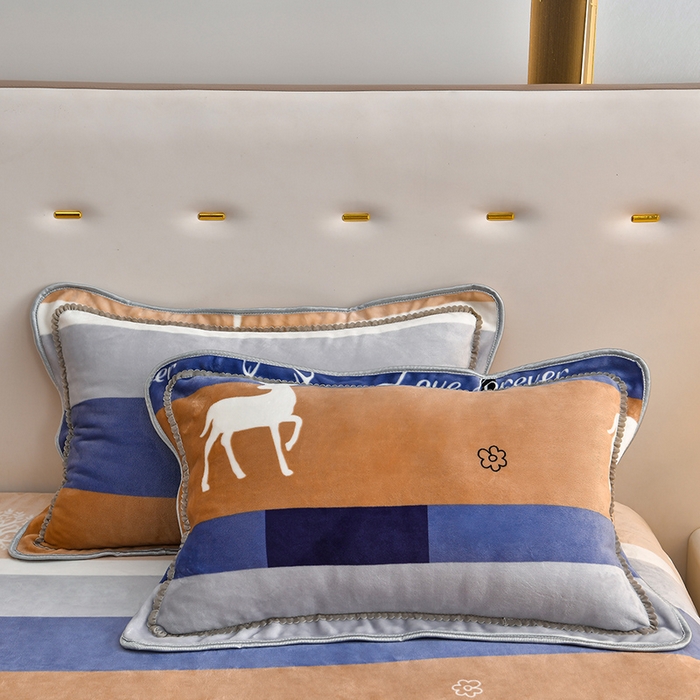 91家纺网 家纺一手货源 找家纺 亿品2025直播爆款9.5斤牛奶绒四件套加厚保暖床裙四件套 幸福鹿