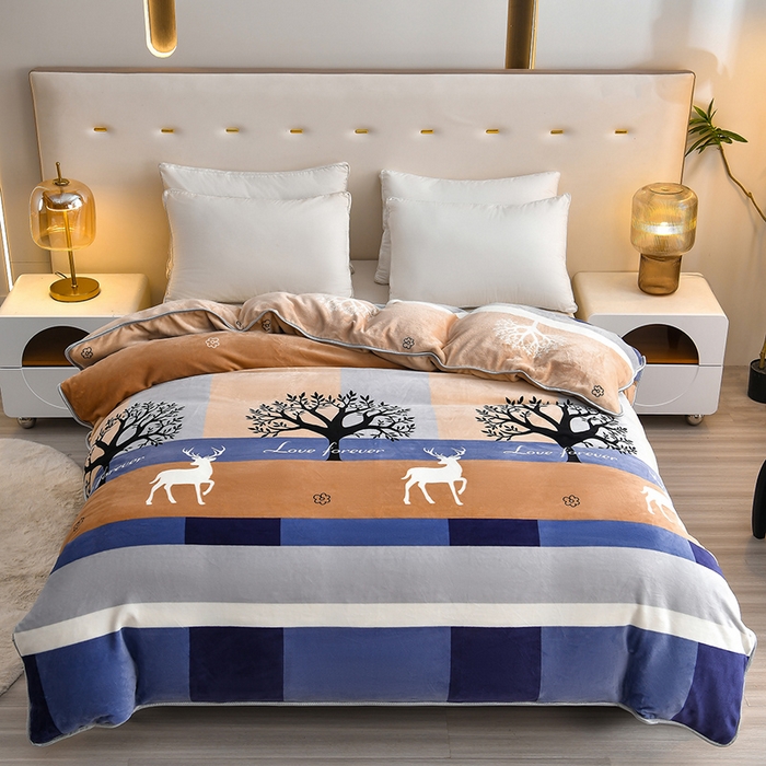 91家纺网 家纺一手货源 找家纺 亿品2025直播爆款9.5斤牛奶绒四件套加厚保暖床裙四件套 幸福鹿